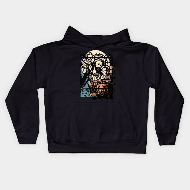 Saint joseph with child jesus Kids Hoodie by famatrix